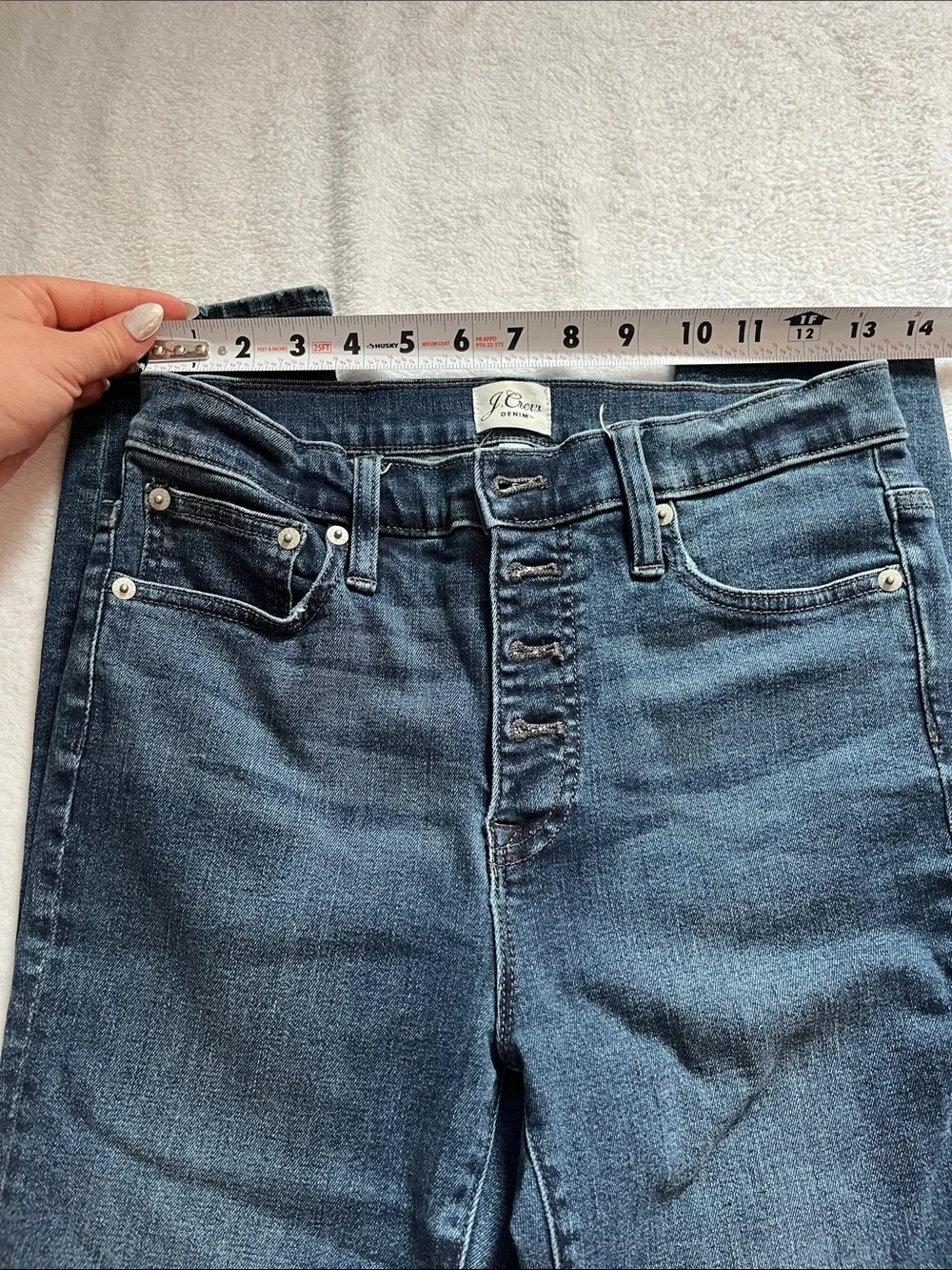 J. Crew Women's High-Rise Button-Fly Jeans — Dark Blue Wash